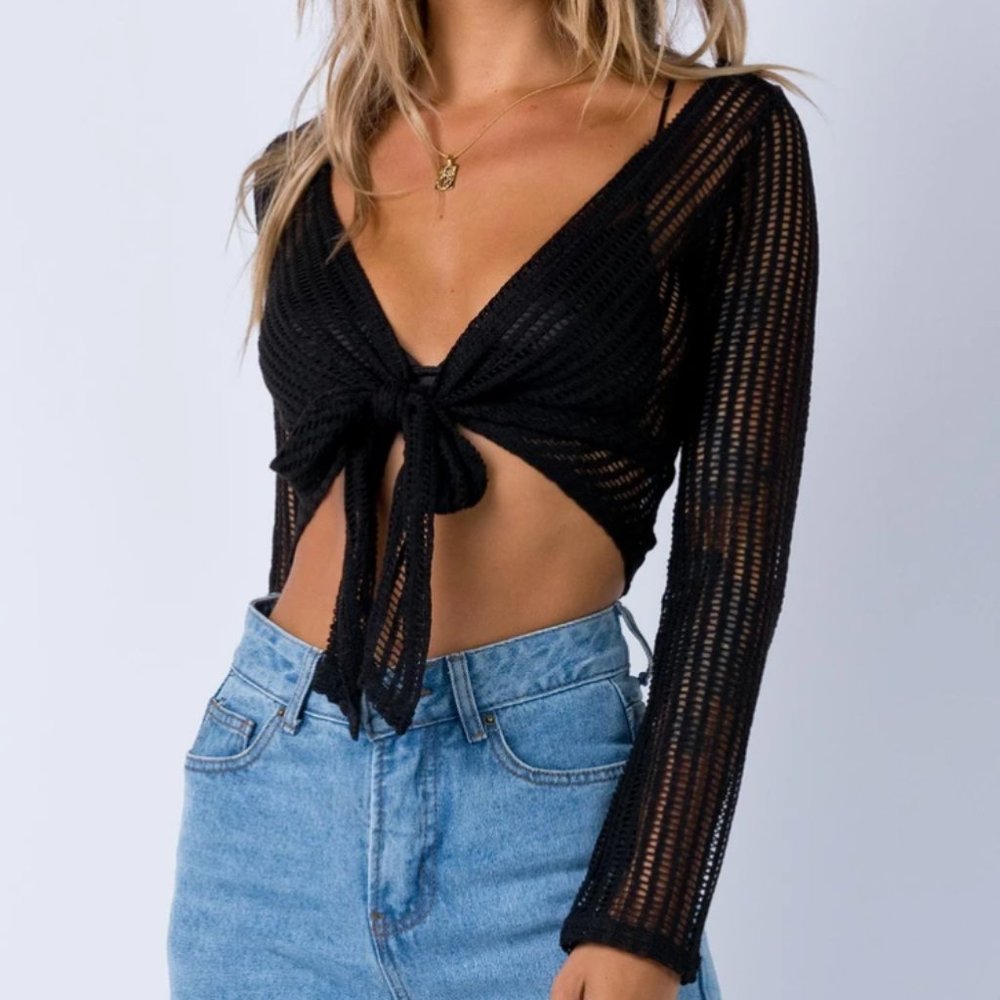 Princess Polly Black Sander Top